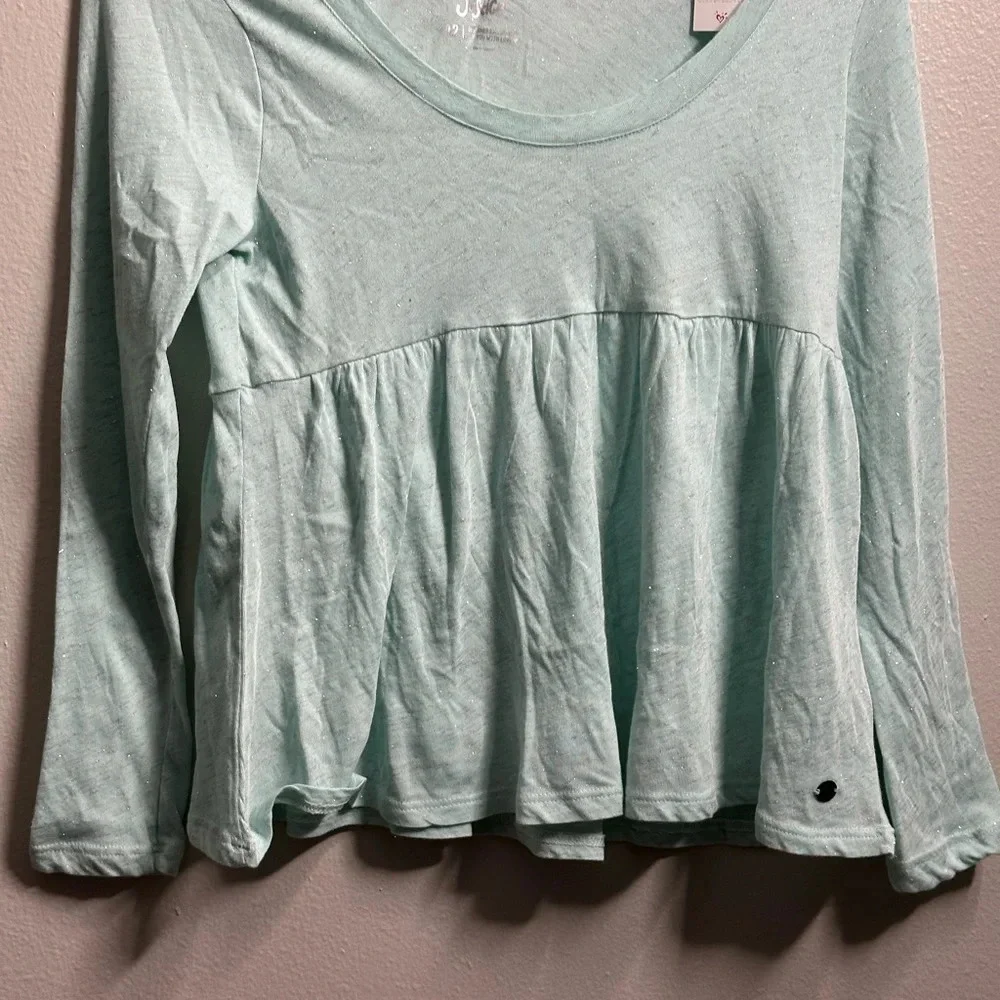 Justice Kids Girls Blue Long Sleeve‎ Blouse Size 12.